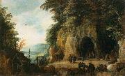 Joos de Momper Monks Hermitage in a Cave oil on canvas